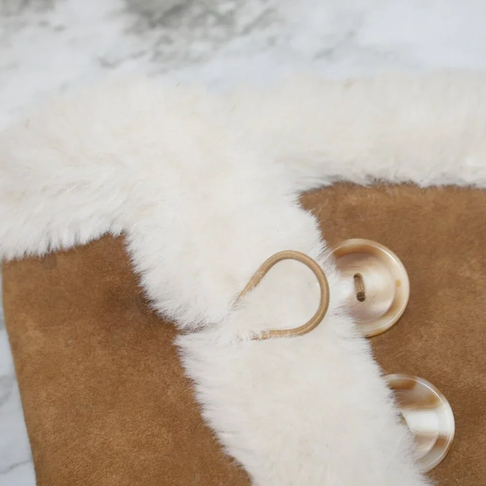 SO Boots Abigail Suede Winter Faux Fur Lined Snow Tan Button Chestnut Brown 8